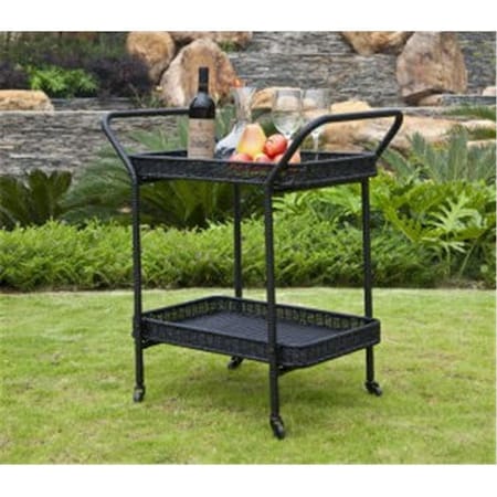 Patioplus Outdoor Black Wicker Patio Furniture Serving Cart PA2593740